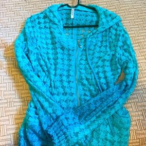 Very pretty aqua zipper hoodie.